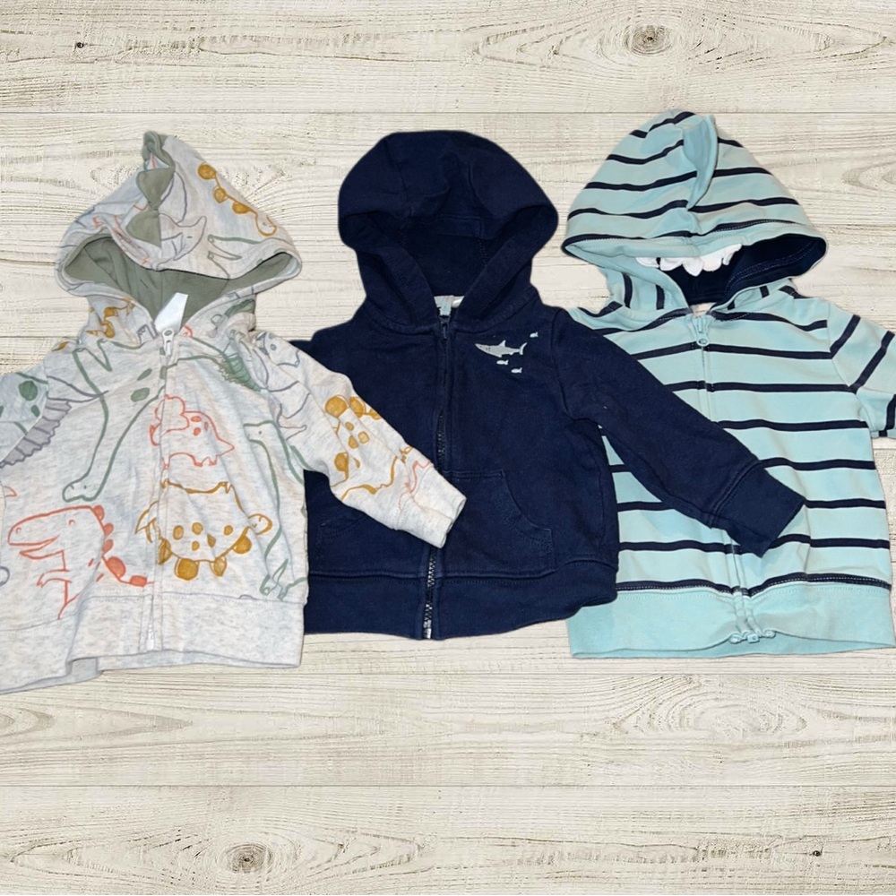 Baby's Dinosaur and Striped Hoodie Set